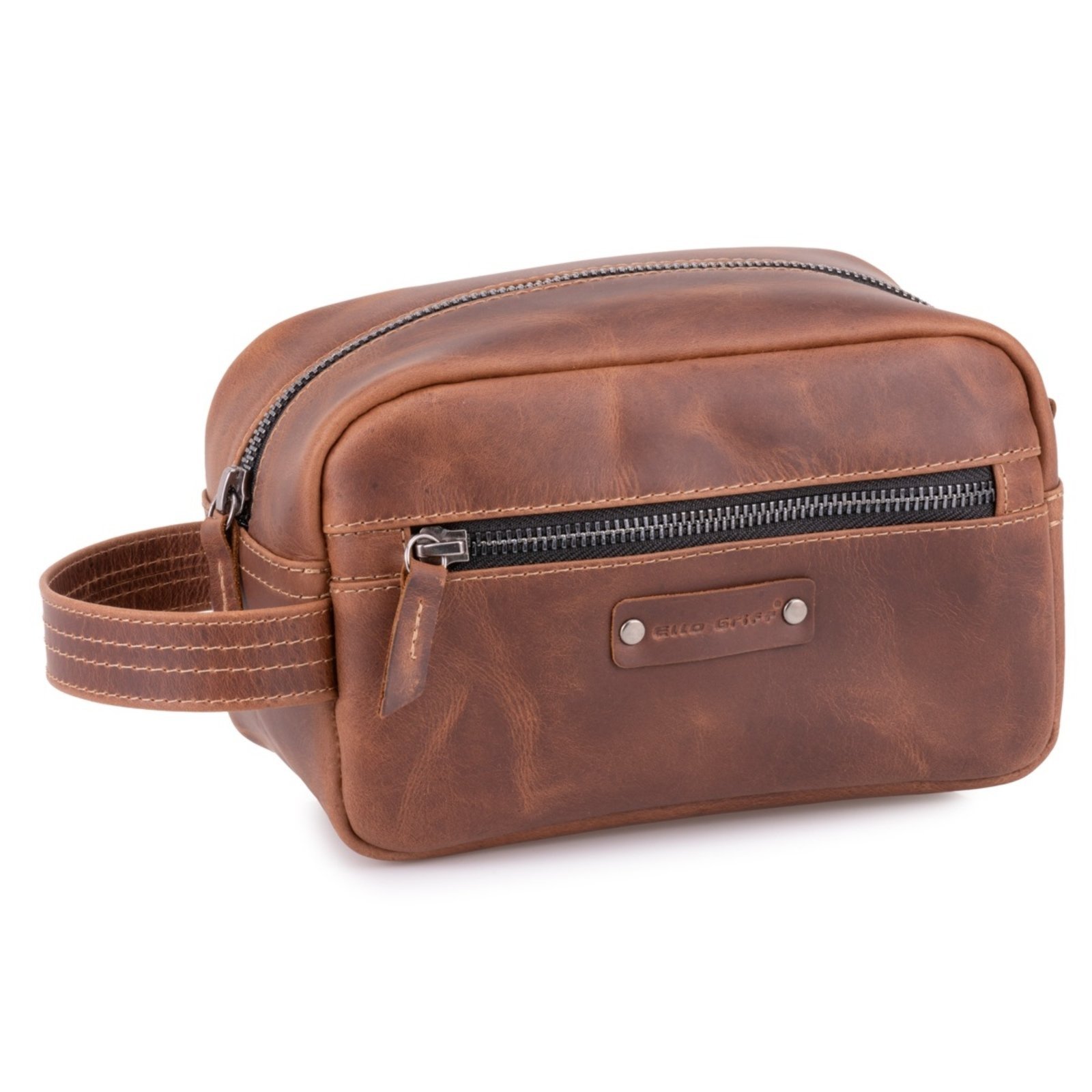 Necessaire Estojo Bolsa De Mão Couro Legítimo Espaçosa marrom Ello Griff