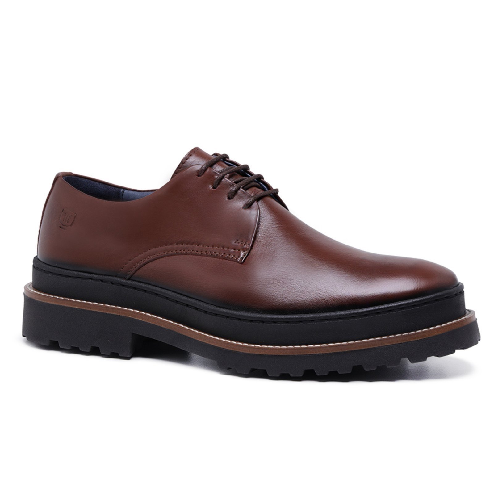 Sapato Masculino Derby Casual Malbork Couro Marrom Sola Tratorada 2206M