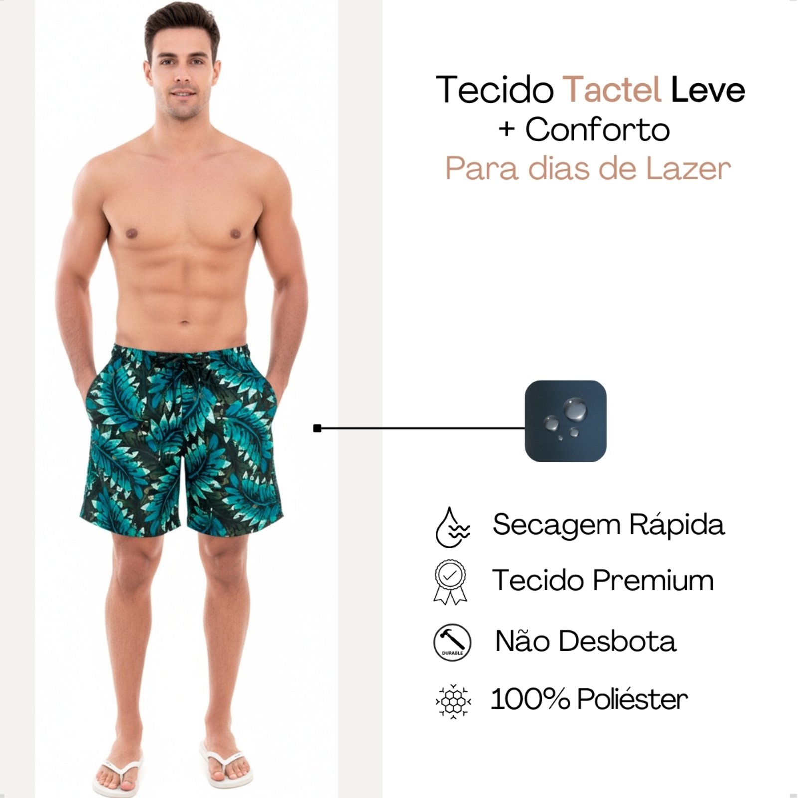 Bermuda Praia KS Masculina Short Estampado Tactel Floral Premium