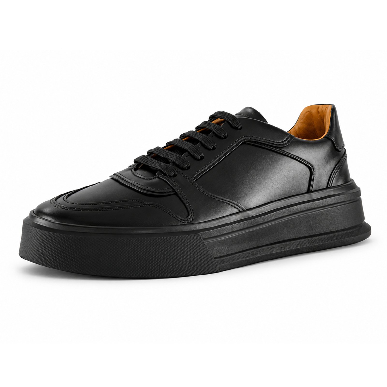 Tênis Masculino Navit Shoes Couro Legítimo Premium Forrado Conforto Solado Leve Black