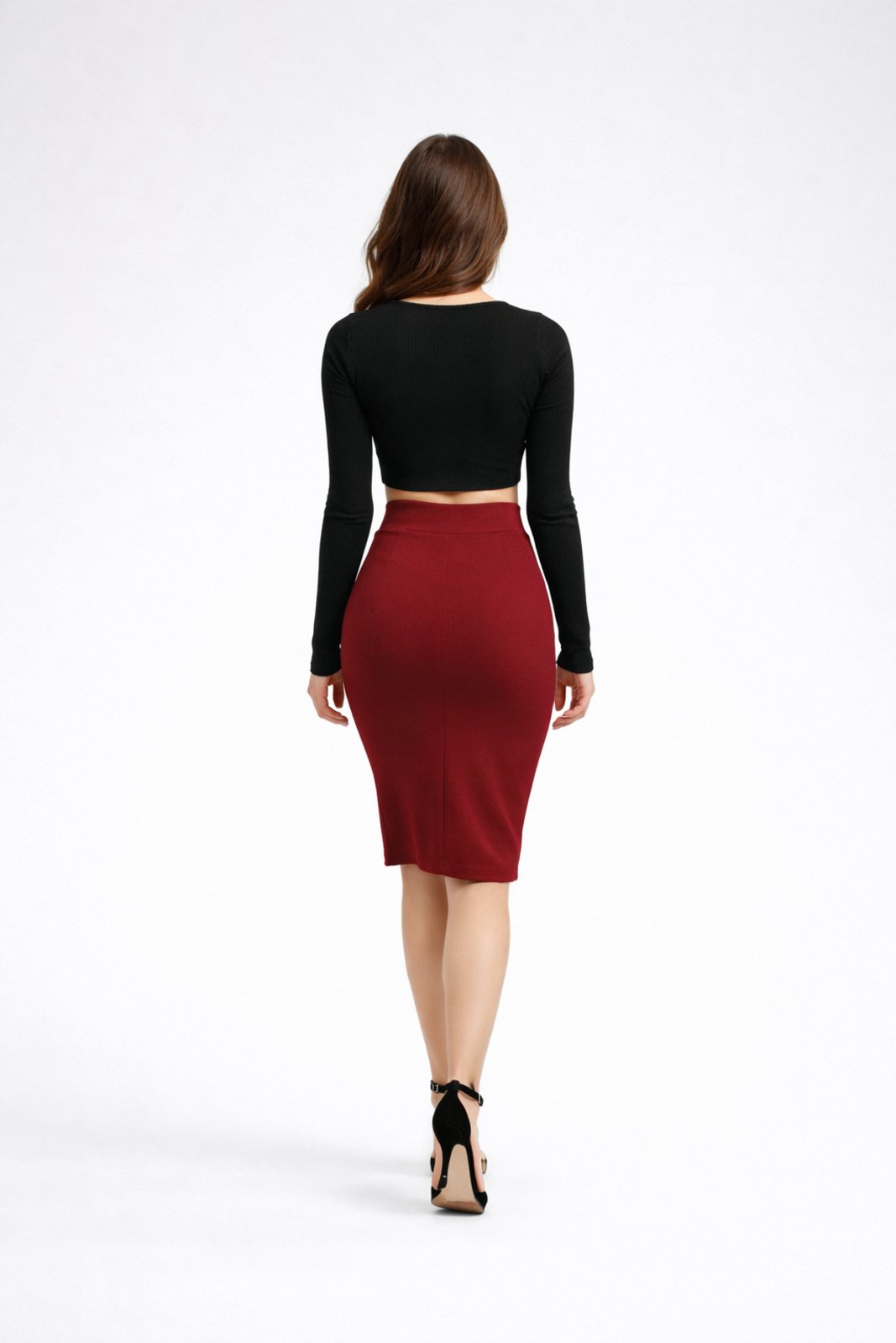 Vista 3 Saia Lápis D Bell Outlet Fashion Canelada Vermelha vermelho D BELL OUTLET FASHION vermelho