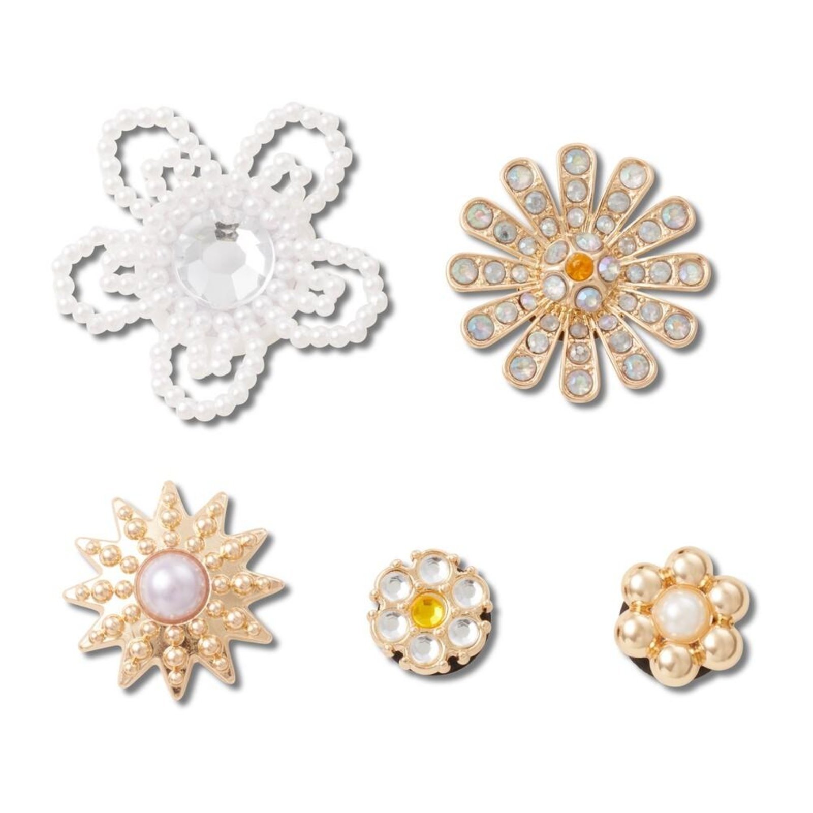 Vista 2 Infantil - Jibbitz™ Flores Com Pedras Elevada Pack com 5 Peças Crocs branco
