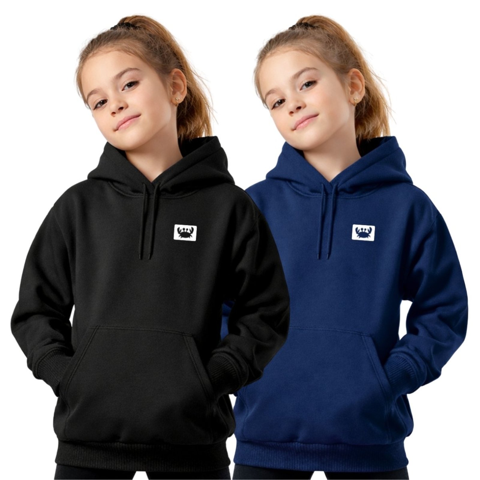 Infantil - Kit 2 Casaco Feminino Estampado Siri Moletom Canguru Capuz Macio