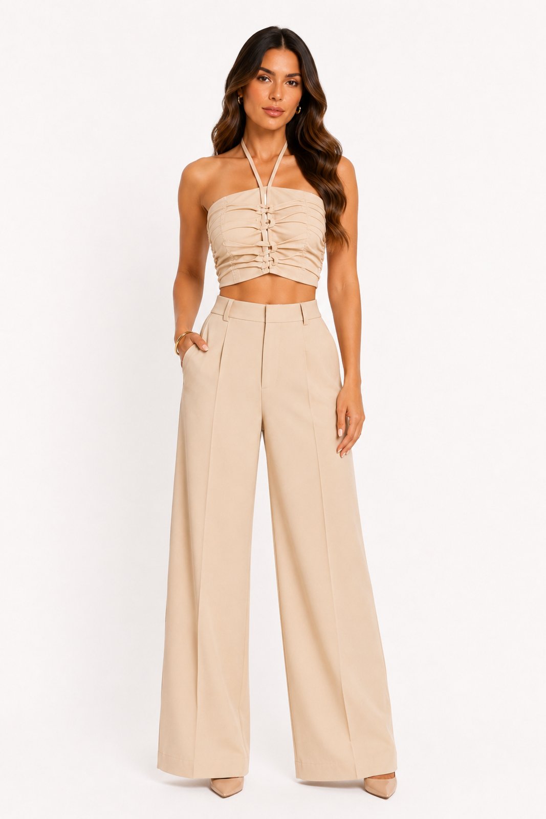 Conjunto Feminino D Bell Outlet Fashion Bege