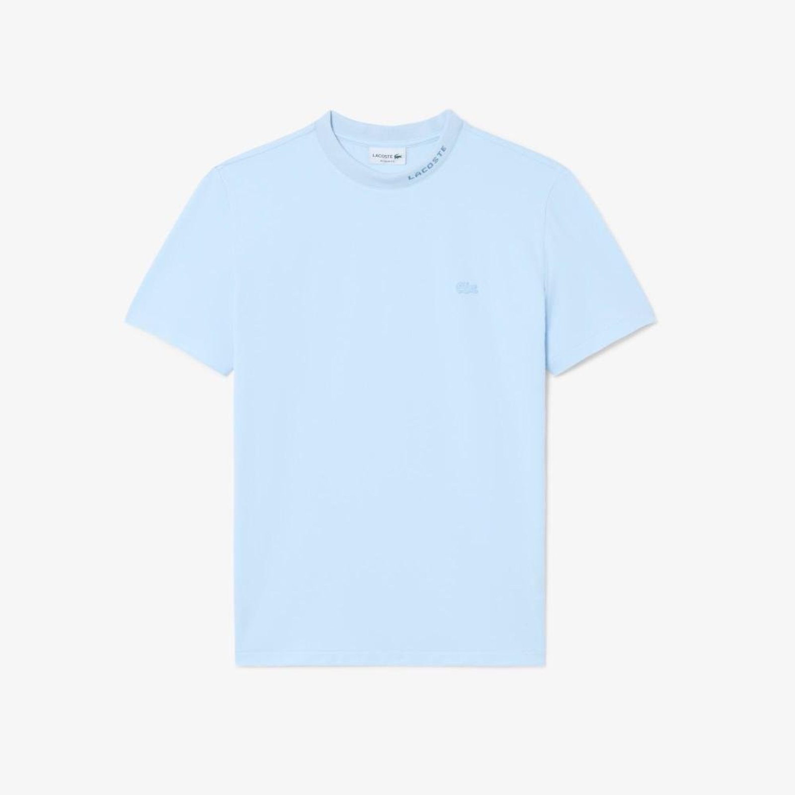 Camiseta Comuter em Piqué Jacquard Lacoste com Marca Azul