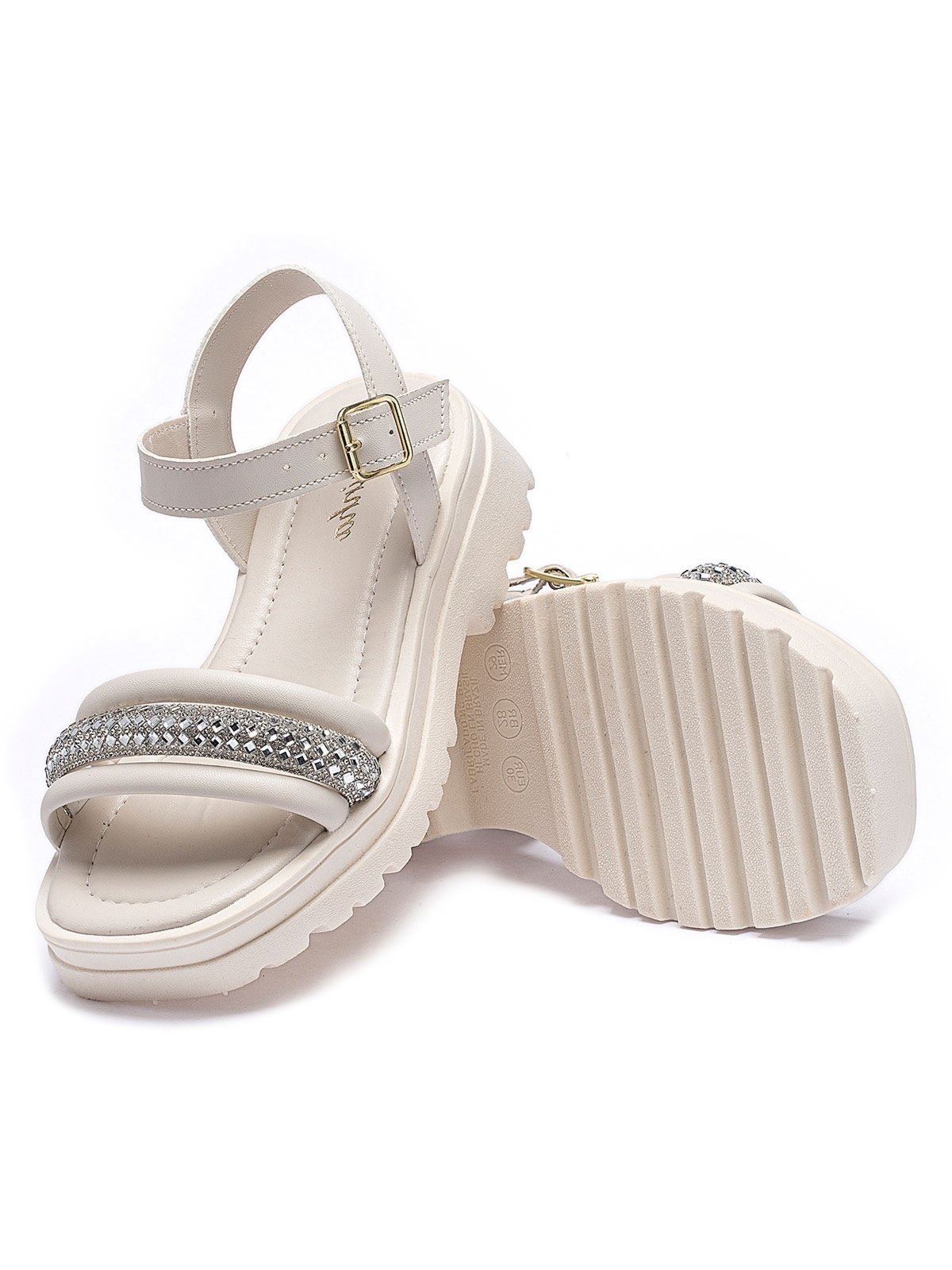 Vista 3 Infantil - Sandália Feminina Tininha Tira Strass Festa Off White off-white white Tininha off-white white
