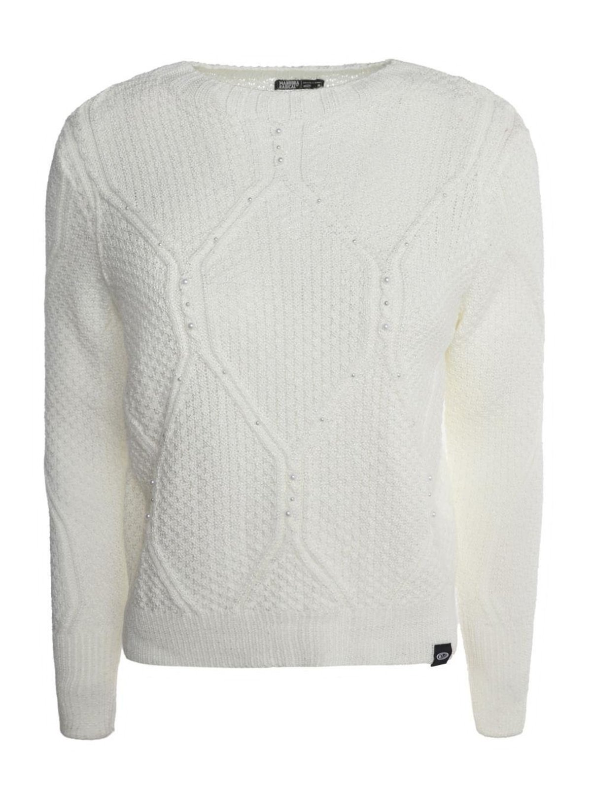 Blusão Tricot Mix Pérolas Feminino OFF WHITE