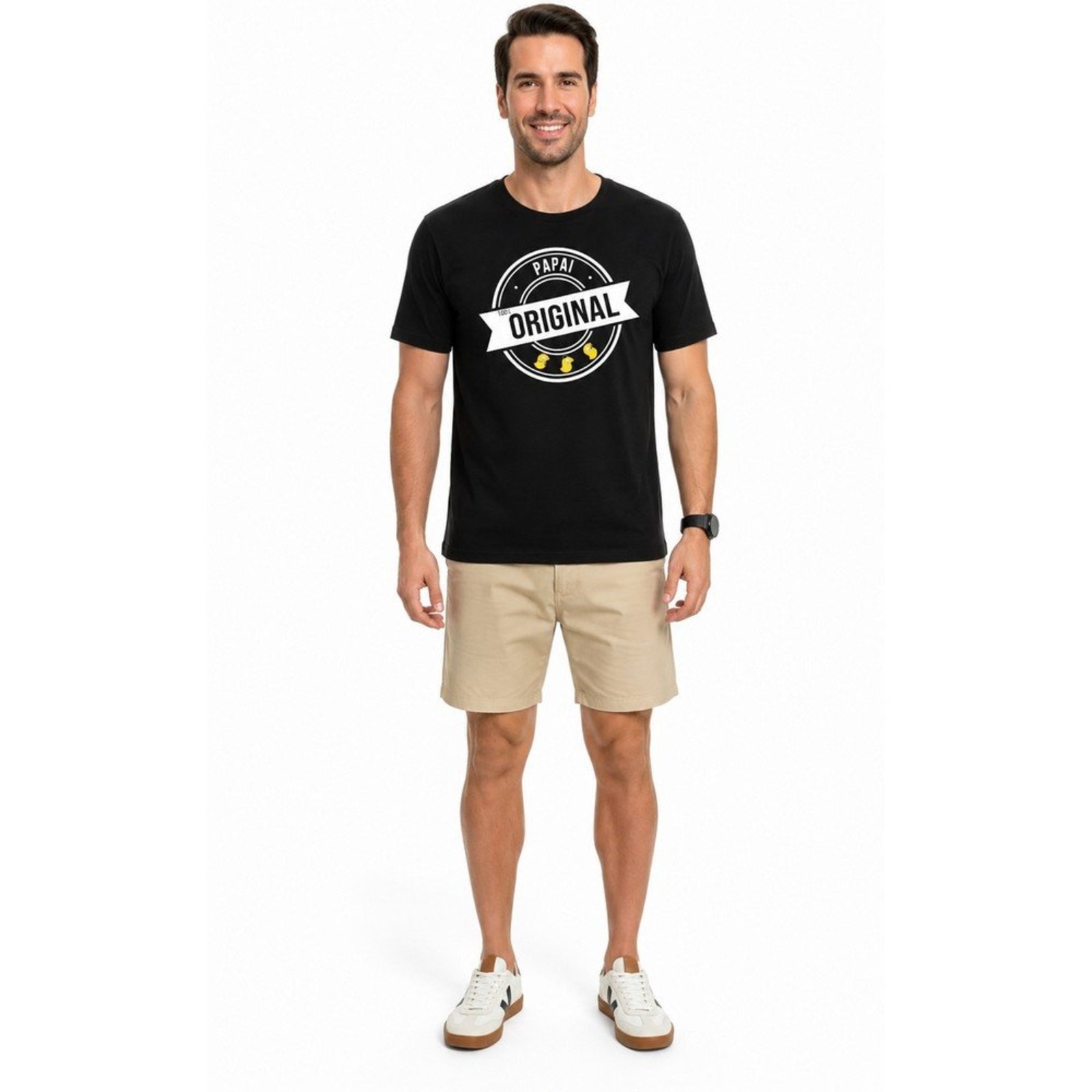 Infantil - Camiseta Adulto Papai e Mini Alphabeto Preto Preto