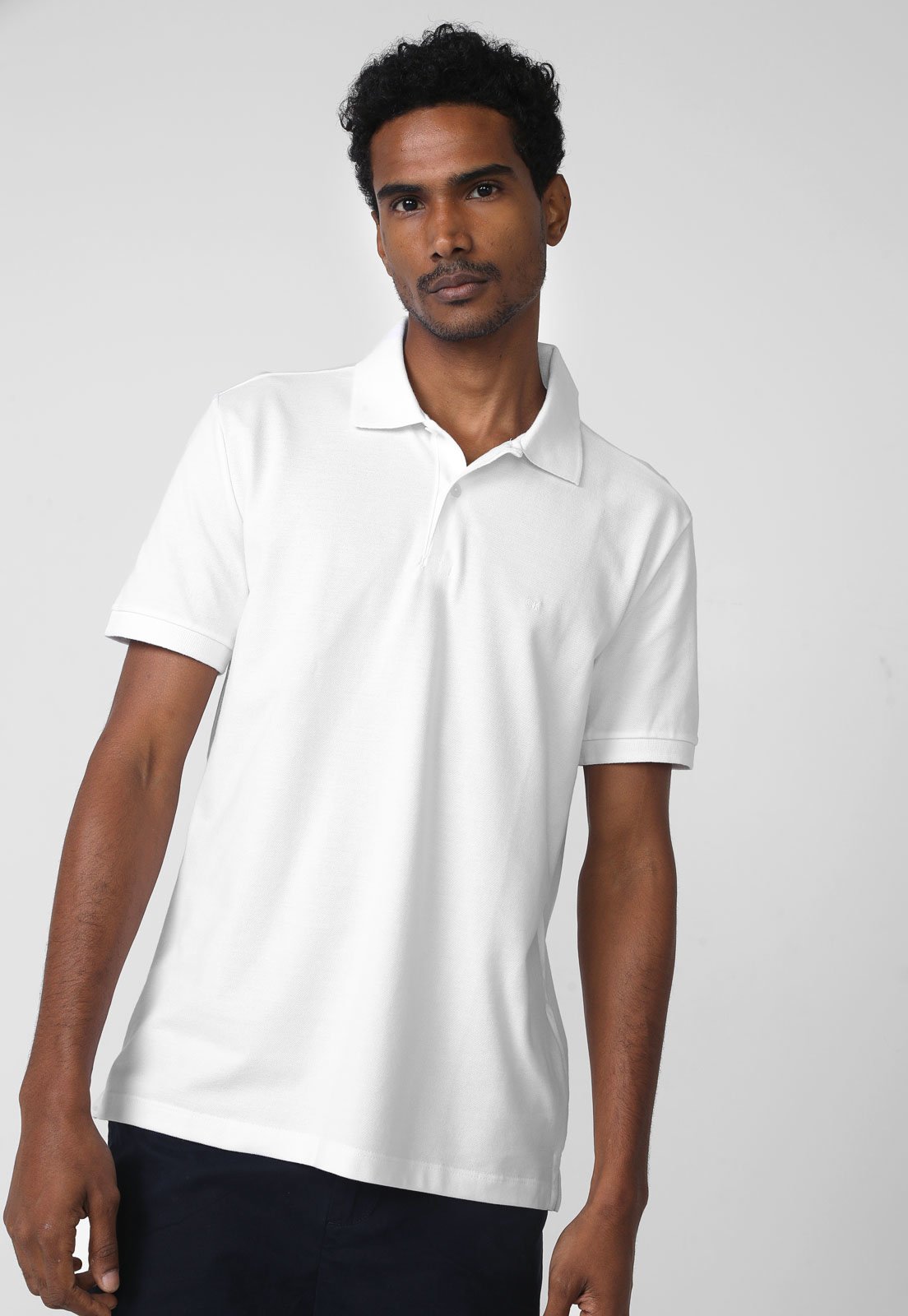 Camisa Polo Calvin Klein Reta Color Branca