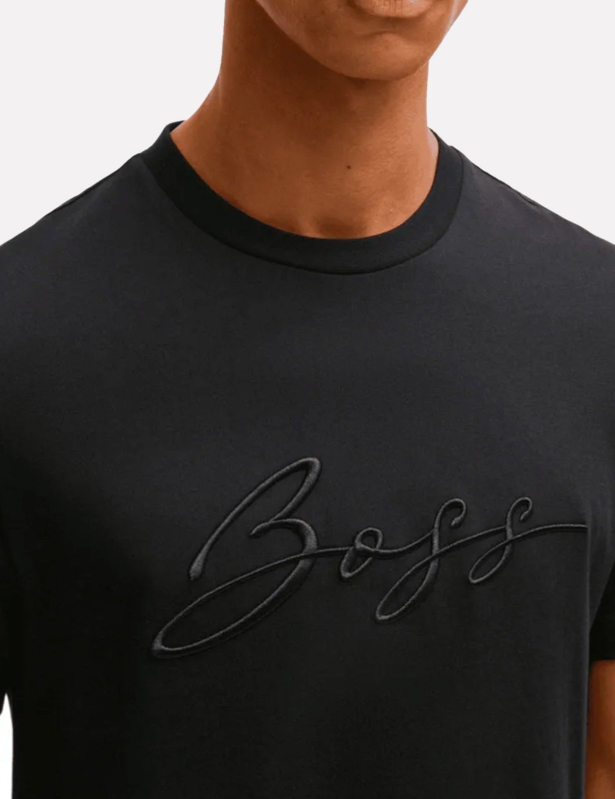 Vista 3 Camiseta Hugo Boss Masculina Regular C-Thompson 70 Preta preto Hugo Boss preto