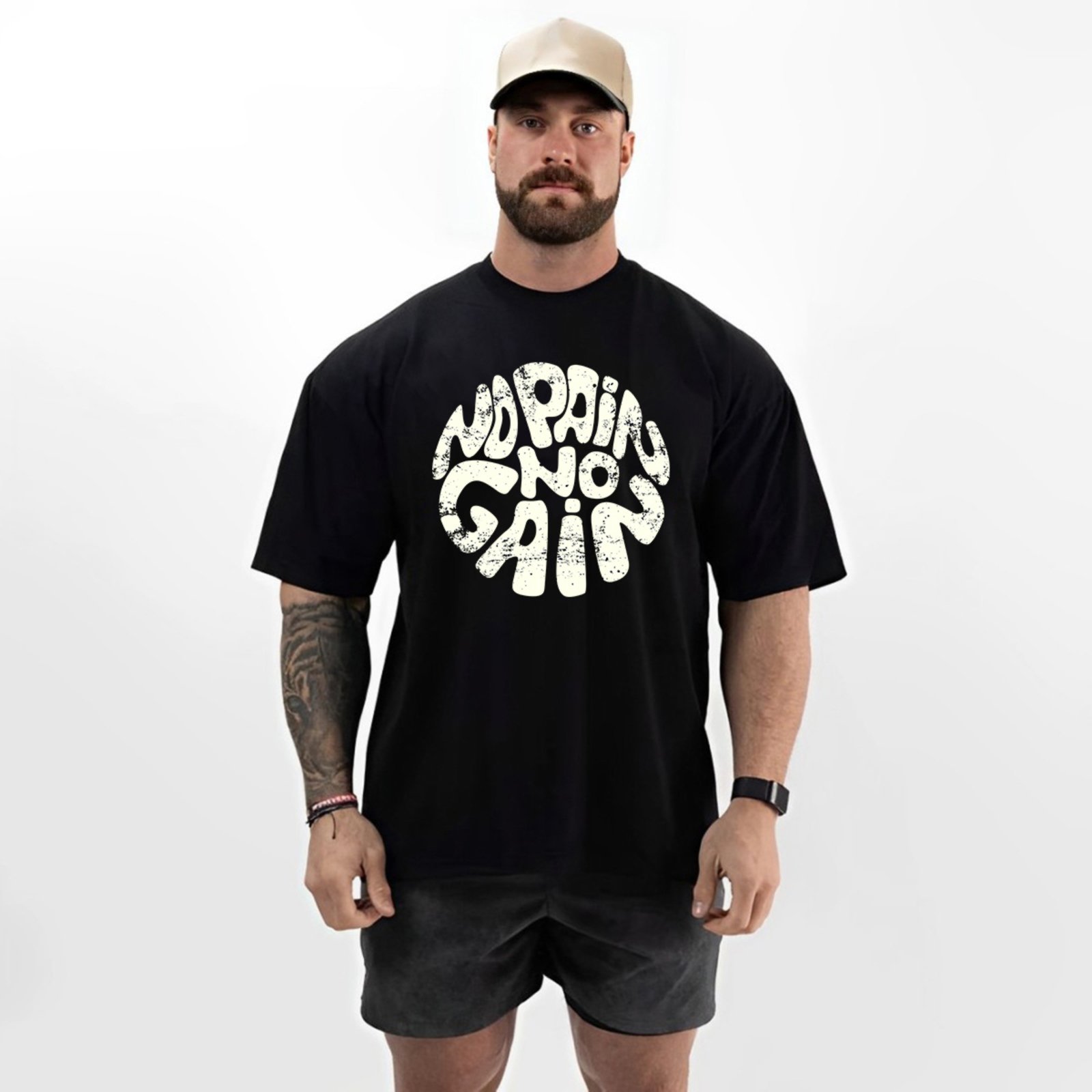 Camiseta Oversized Over Masculina Algodão Academia Preto