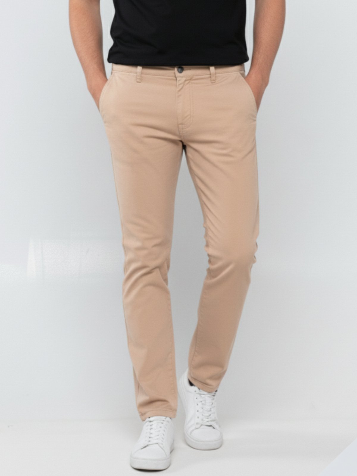 Calça Sarja Masculina Tempo Hábil Bege Confortável para o Dia a Dia