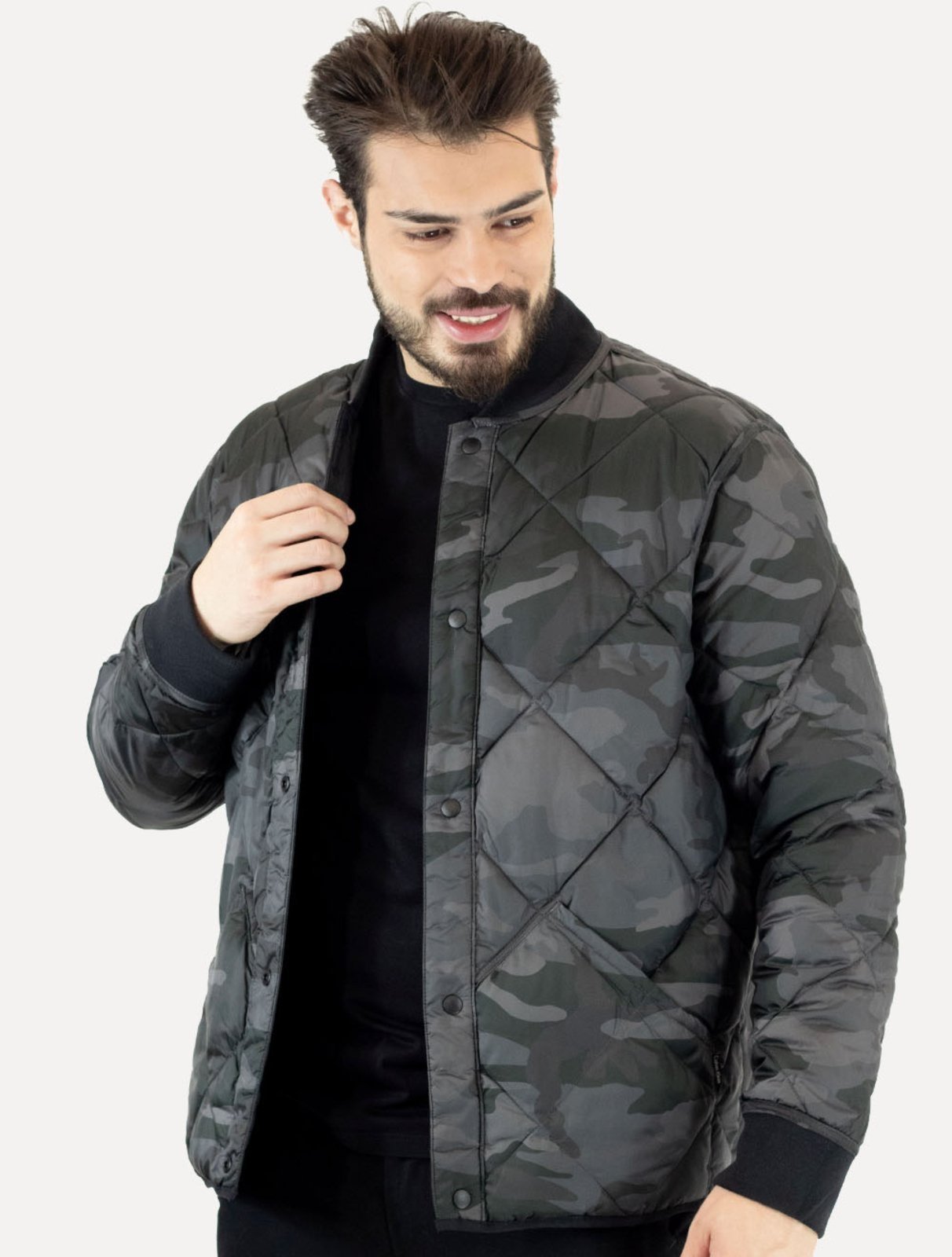 Vista 2 Jaqueta Calvin Klein Jeans Dupla Face Bomber Reversivel Preta preto Calvin Klein preto