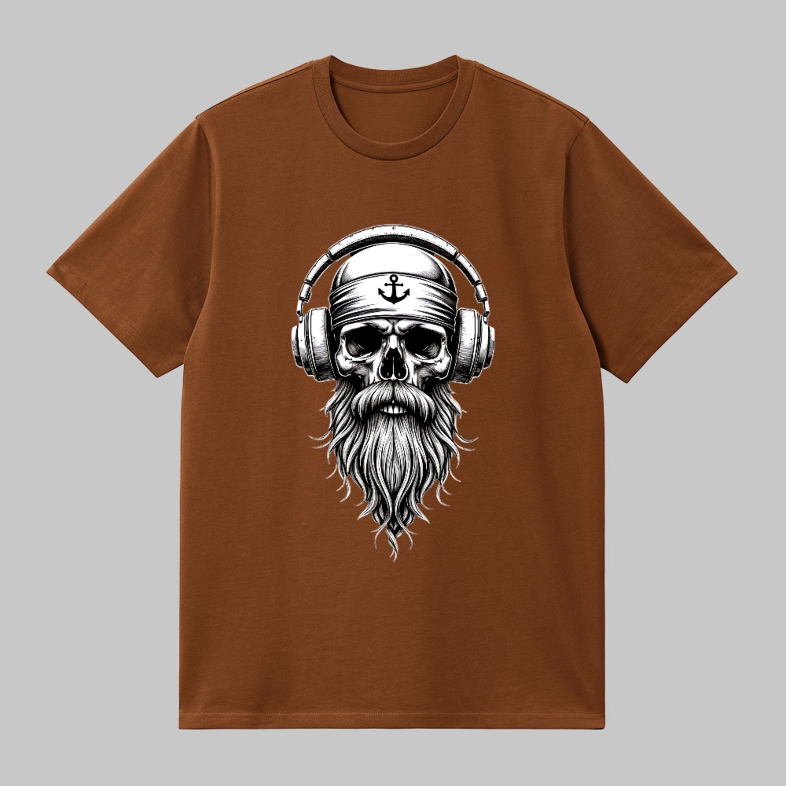 Camiseta Básica Skull Marinho Street Style Unissex Marrom