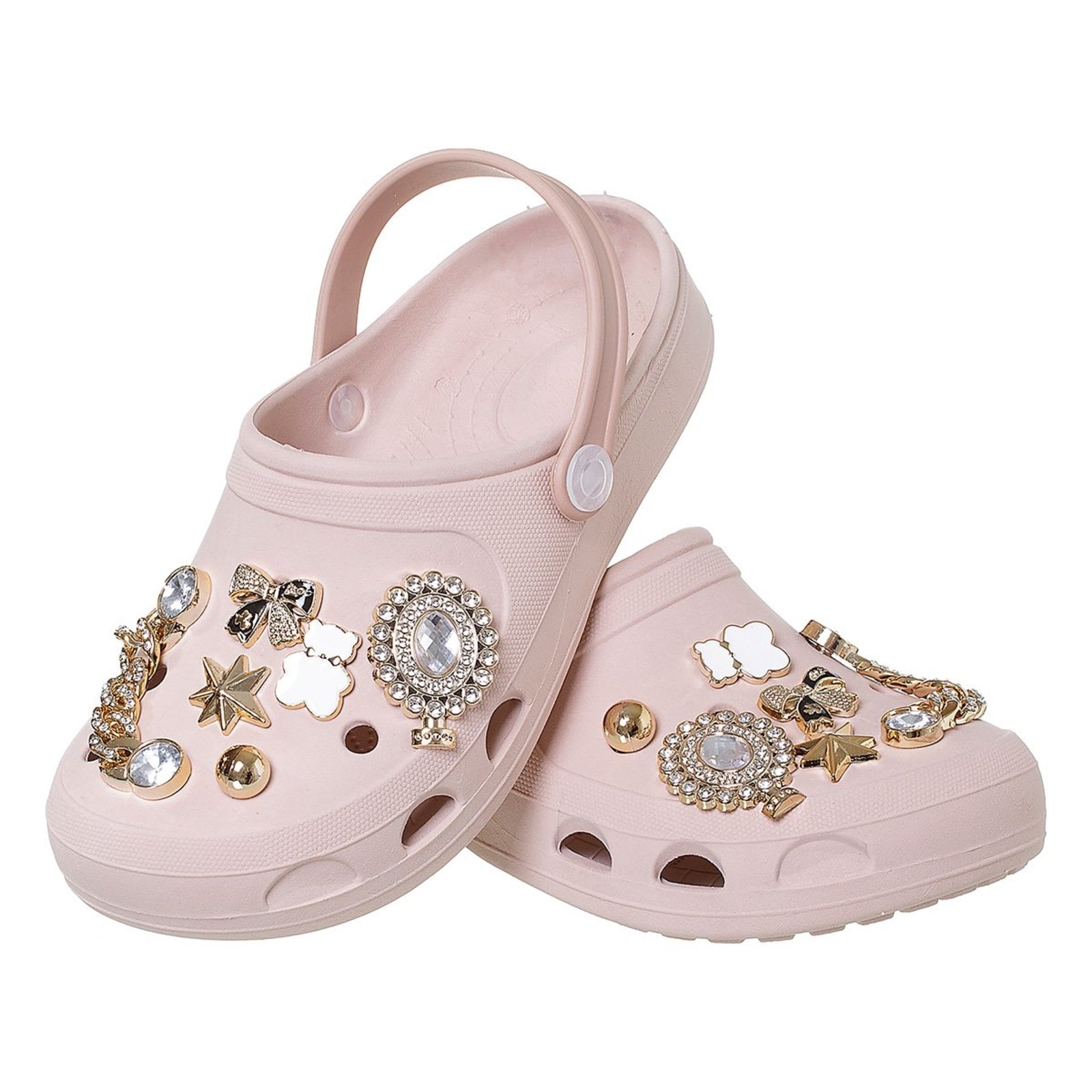 Infantil - Chinelo Babuche Sandália Menina com Enfeite Dourado