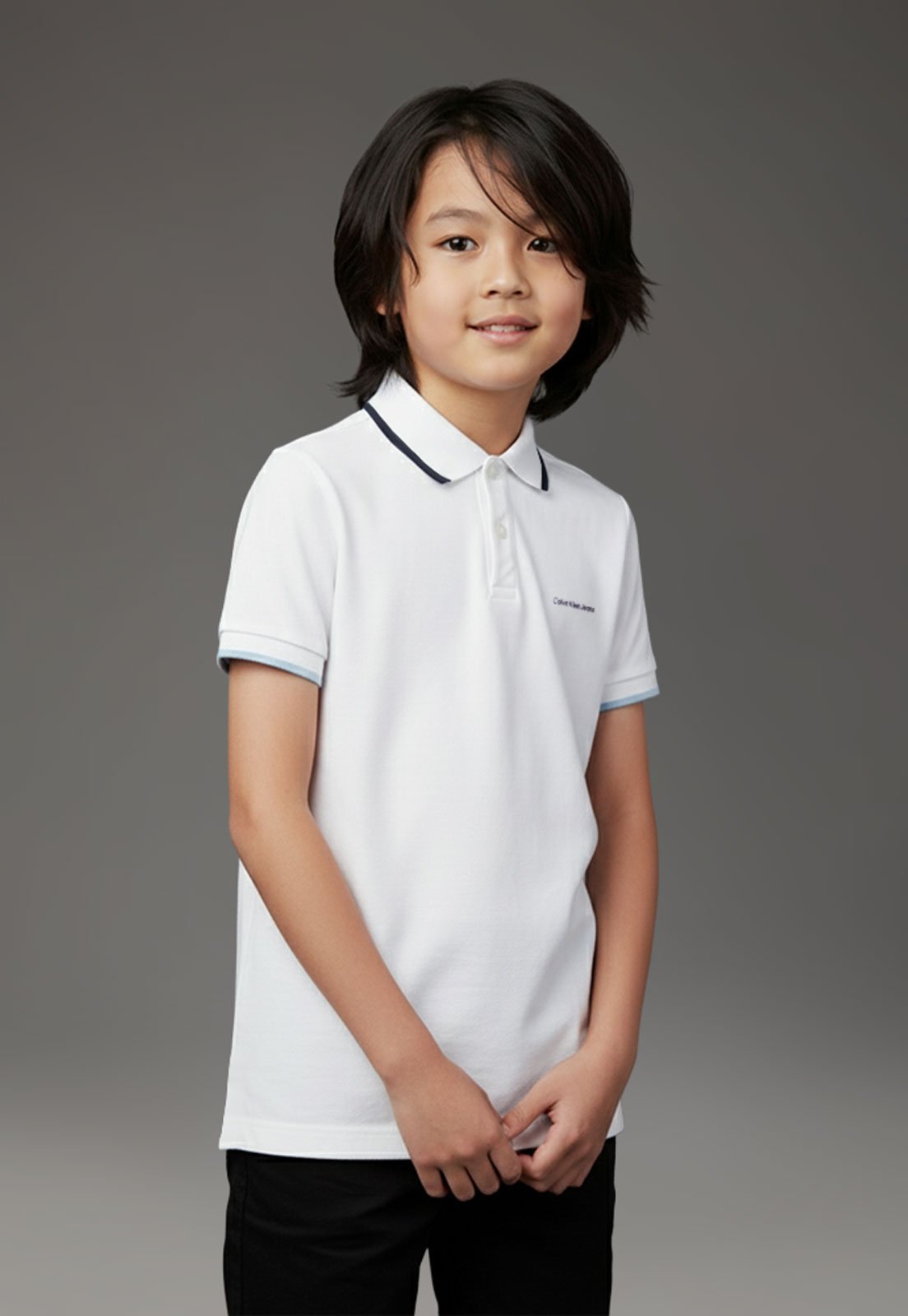 Infantil - Polo Calvin Klein Clássica Branca