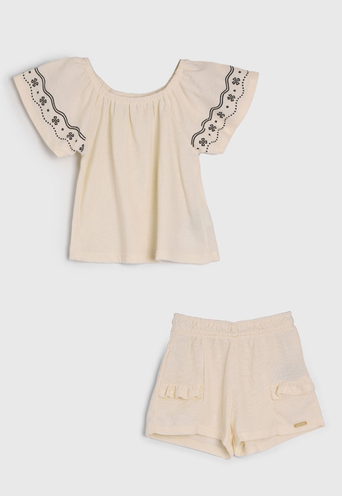 Infantil - Conjunto Colorittá Blusa e Short Bege