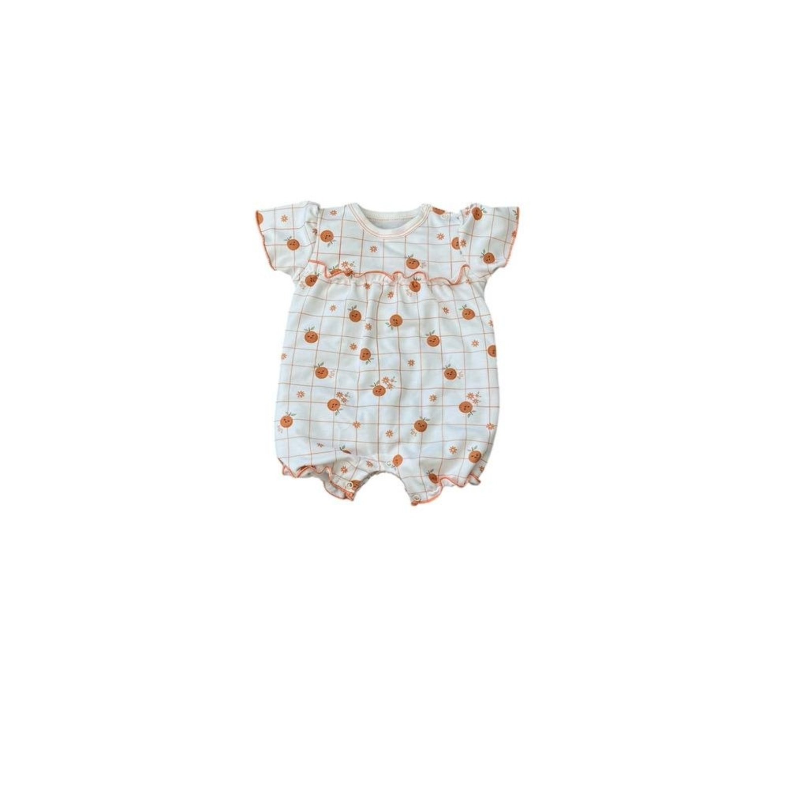 Infantil - Macaquinho Romper Estampa Laranjinhas Laranjas Fruta Frutinhas Tilly Baby Branco G Unico
