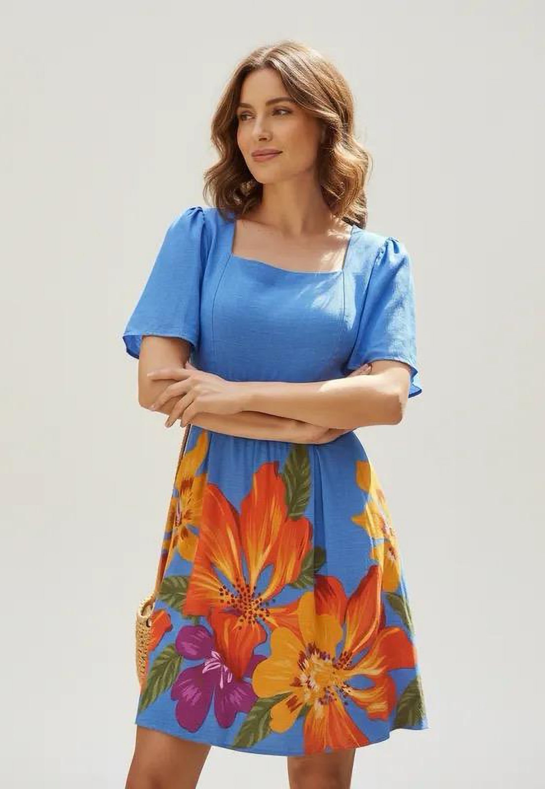 Vista 3 Vestido Amazonia Vital Curto Brisa Verão Azul estampado azul Amazonia Vital estampado azul