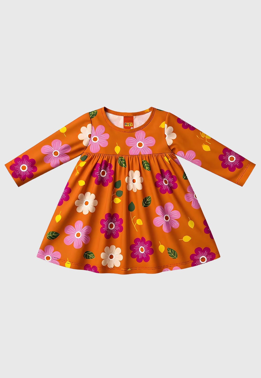 Vestido Kyly Estampa Floral Laranja
