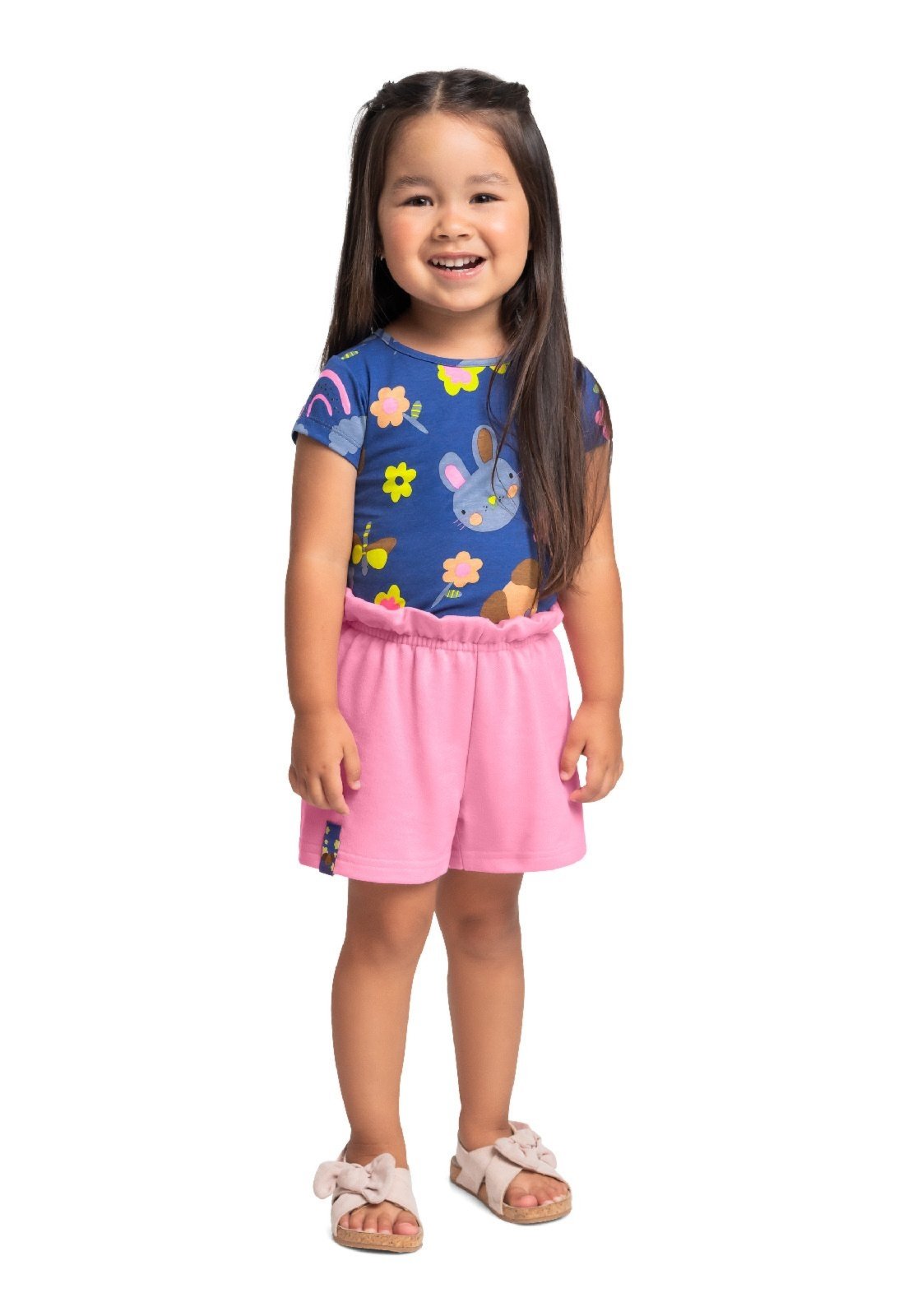 Vista 2 Infantil - Conjunto Blusa e Short Bee Loop azul Bee Loop azul