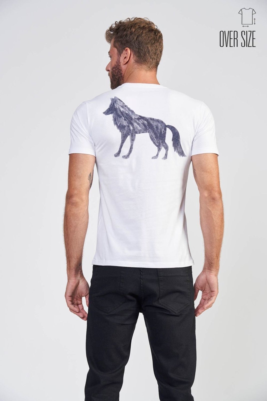 Vista 3 Camiseta Wolf Max Costas Masculina Oversize Acostamento ACOSTAMENTO MASCULINO branco ACOSTAMENTO MASCULINO branco