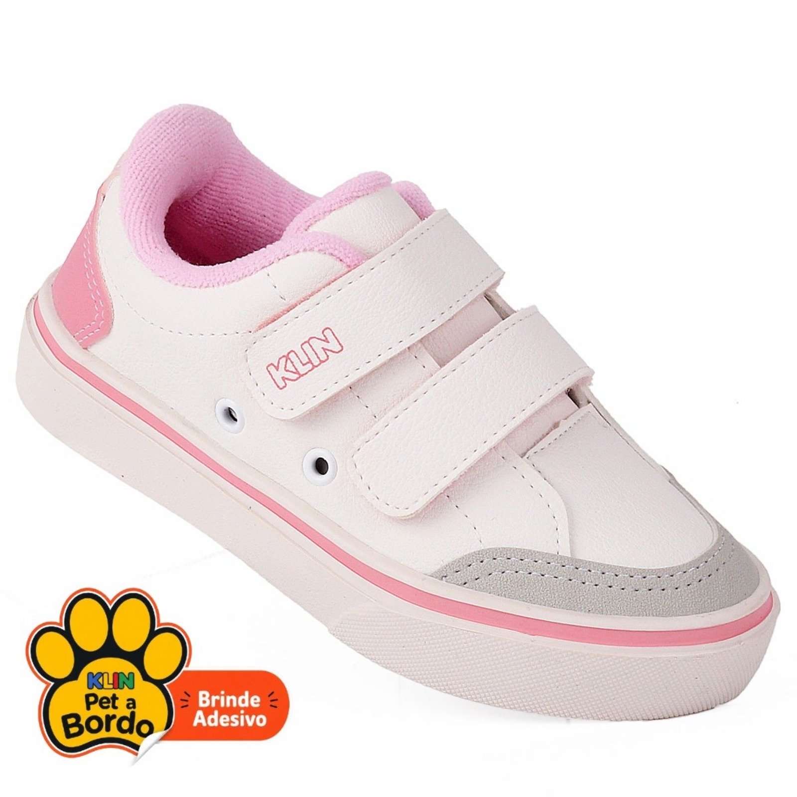 Infantil - Tenis Menina Casual FreeStyle KLIN - Branco/Rosa