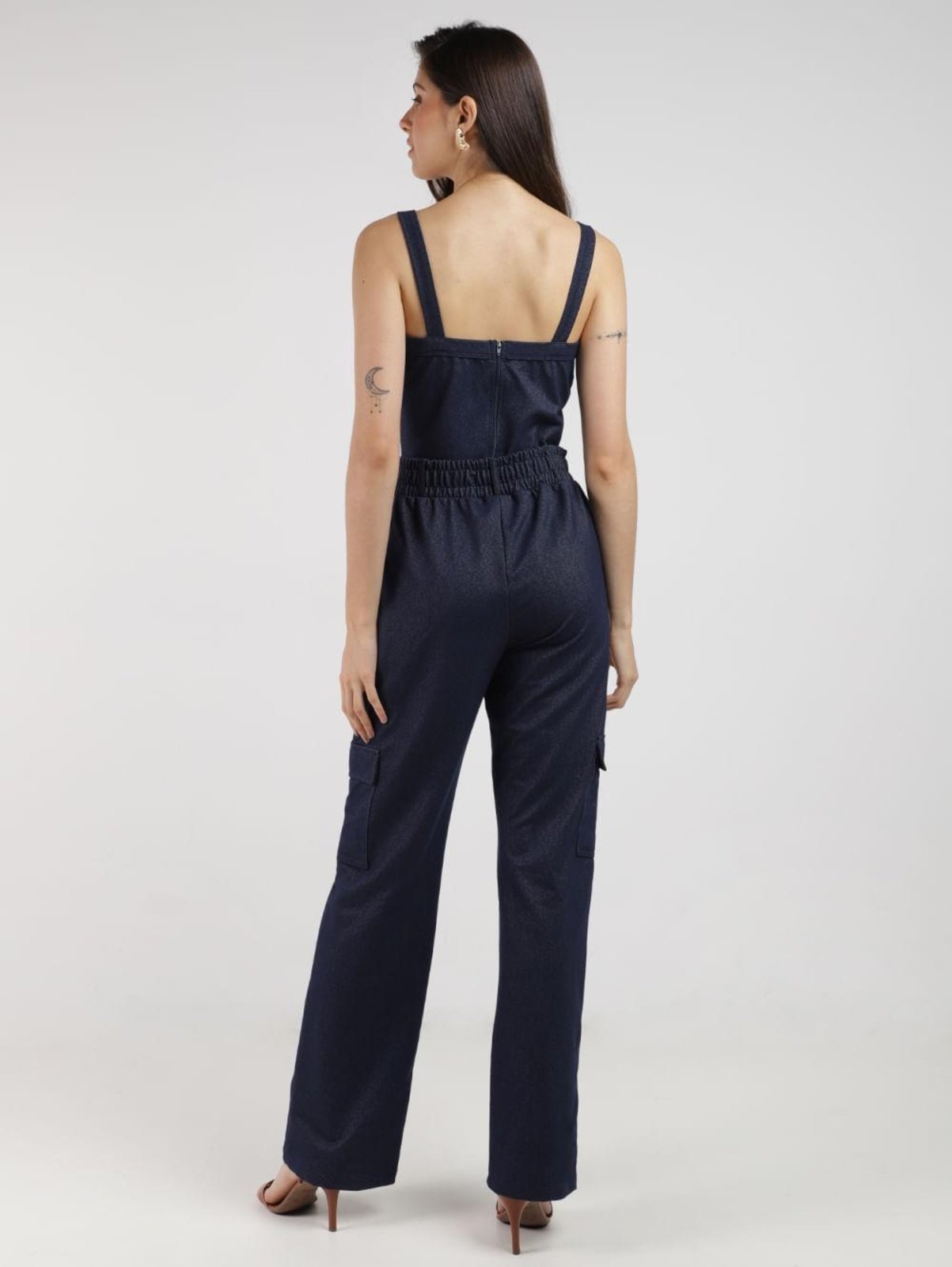 Vista 3 Macacão Malha Jeans Cargo Autentique Feminina MARINHO azul Autentique azul