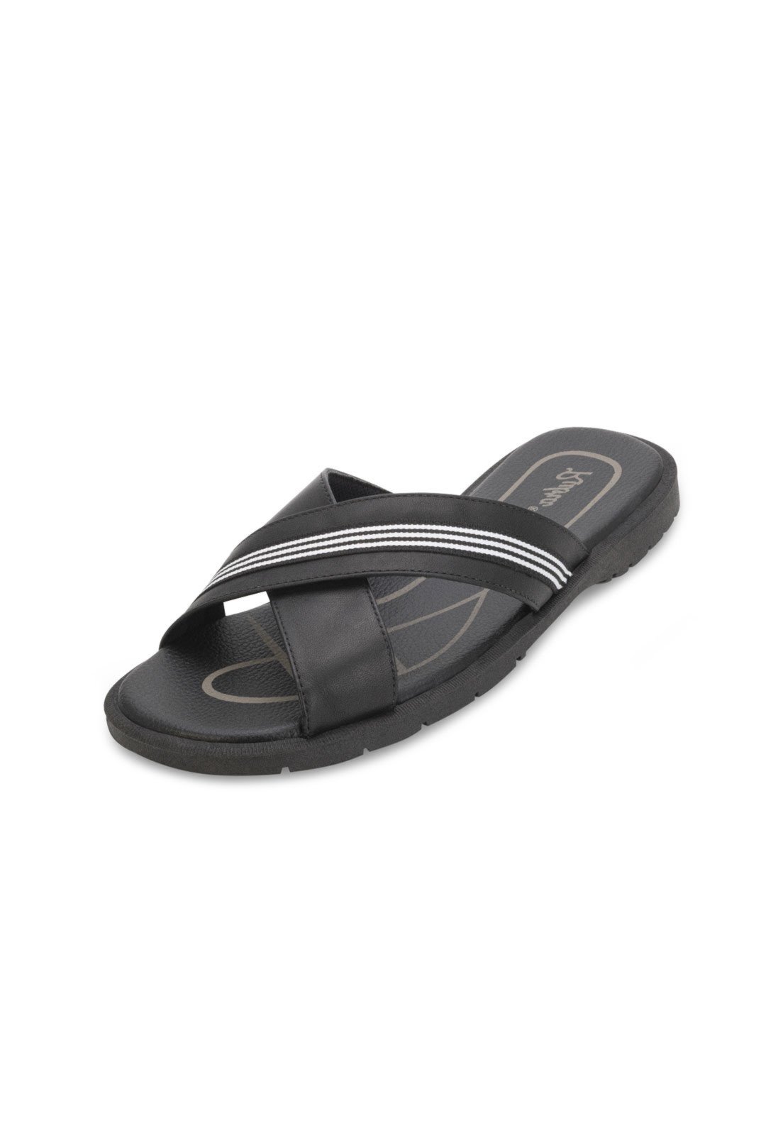 Chinelo Couro Rubra RB25-3209 Preto-Branco