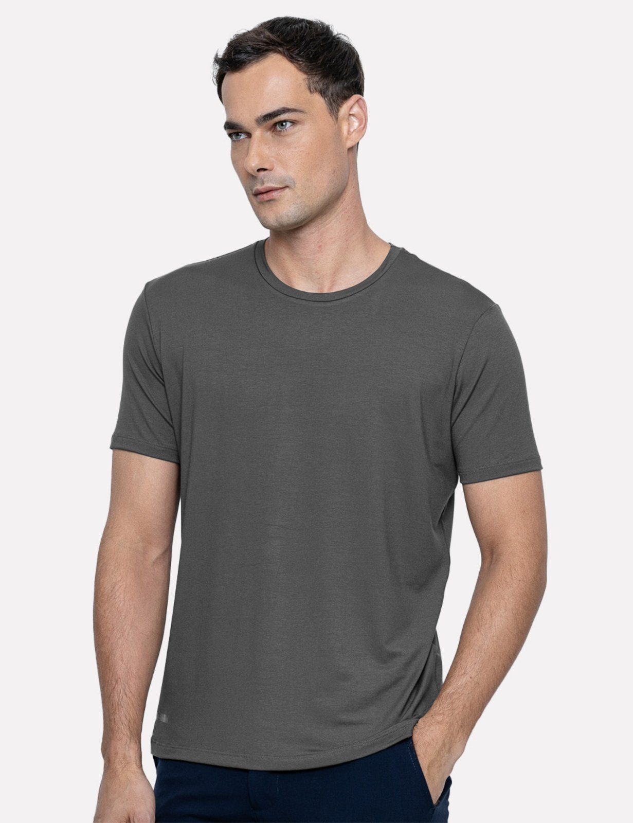 Camiseta K&J Black Masculina Slim Travel Pack Modal Grafite