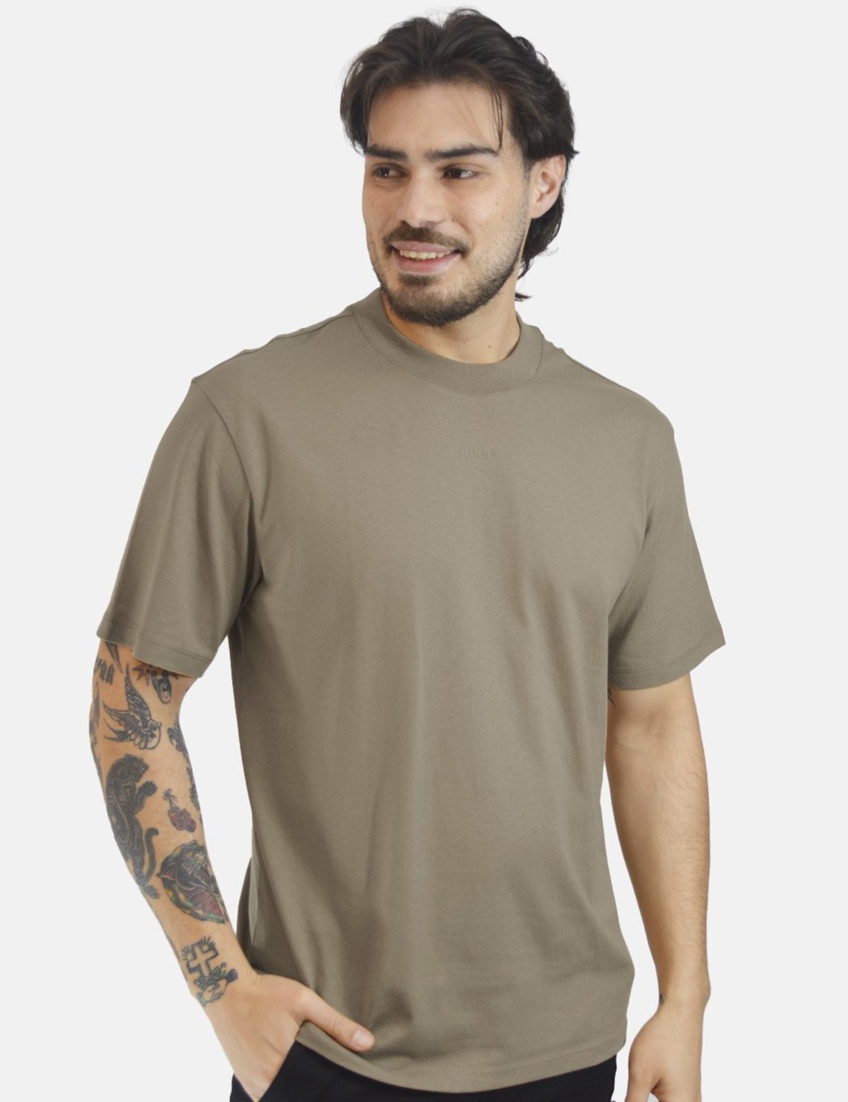 Camiseta Hugo Boss Masculina Dapolino Relaxed Marrom Claro