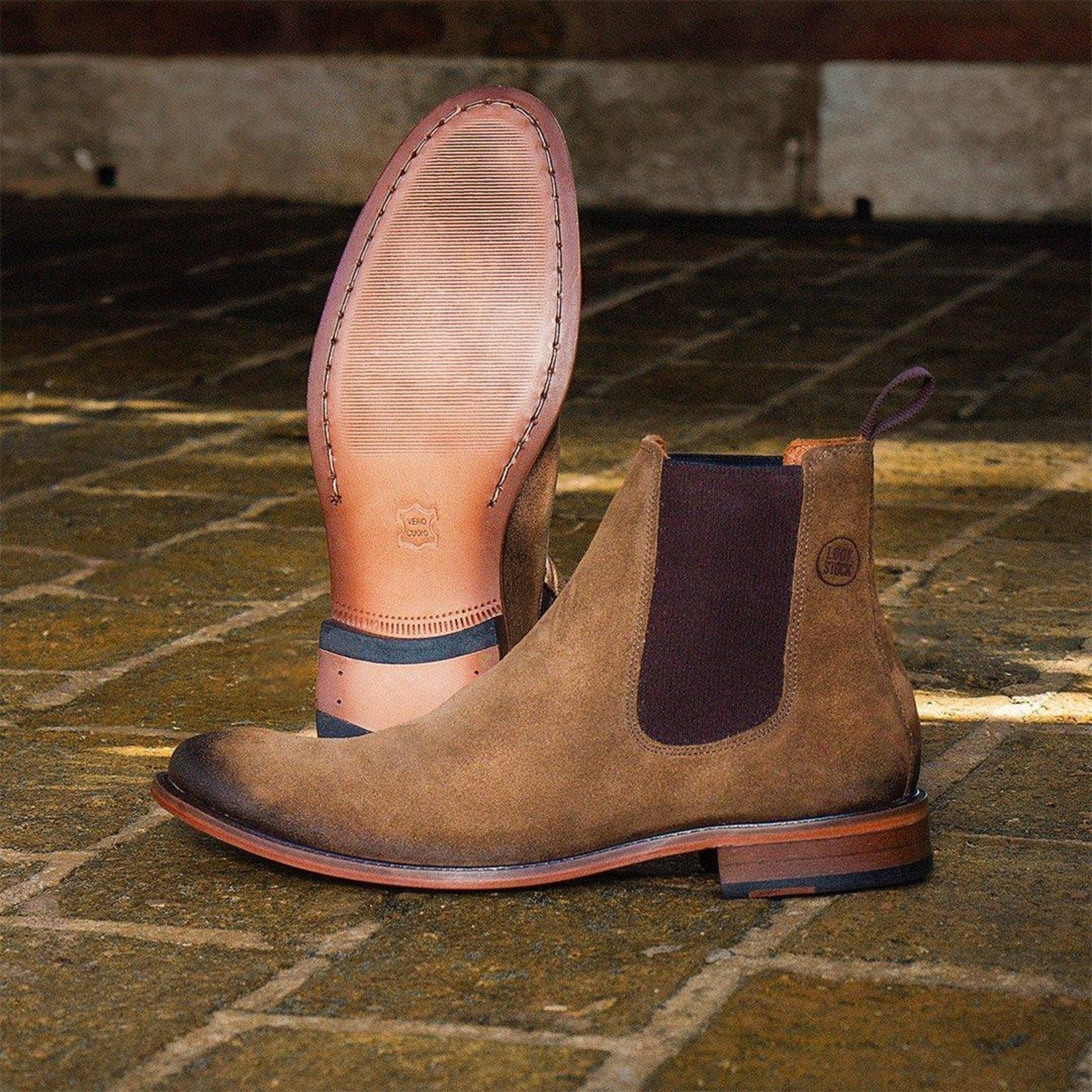 Bota Masculina Camurça Look Stock Italiana Elegante Marrom