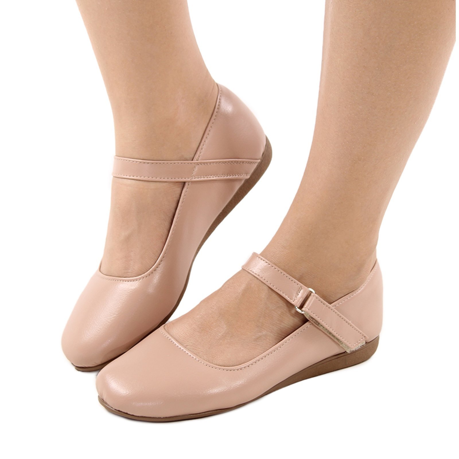 Sapato Sapatilha Boneca Fechado Confort Nude