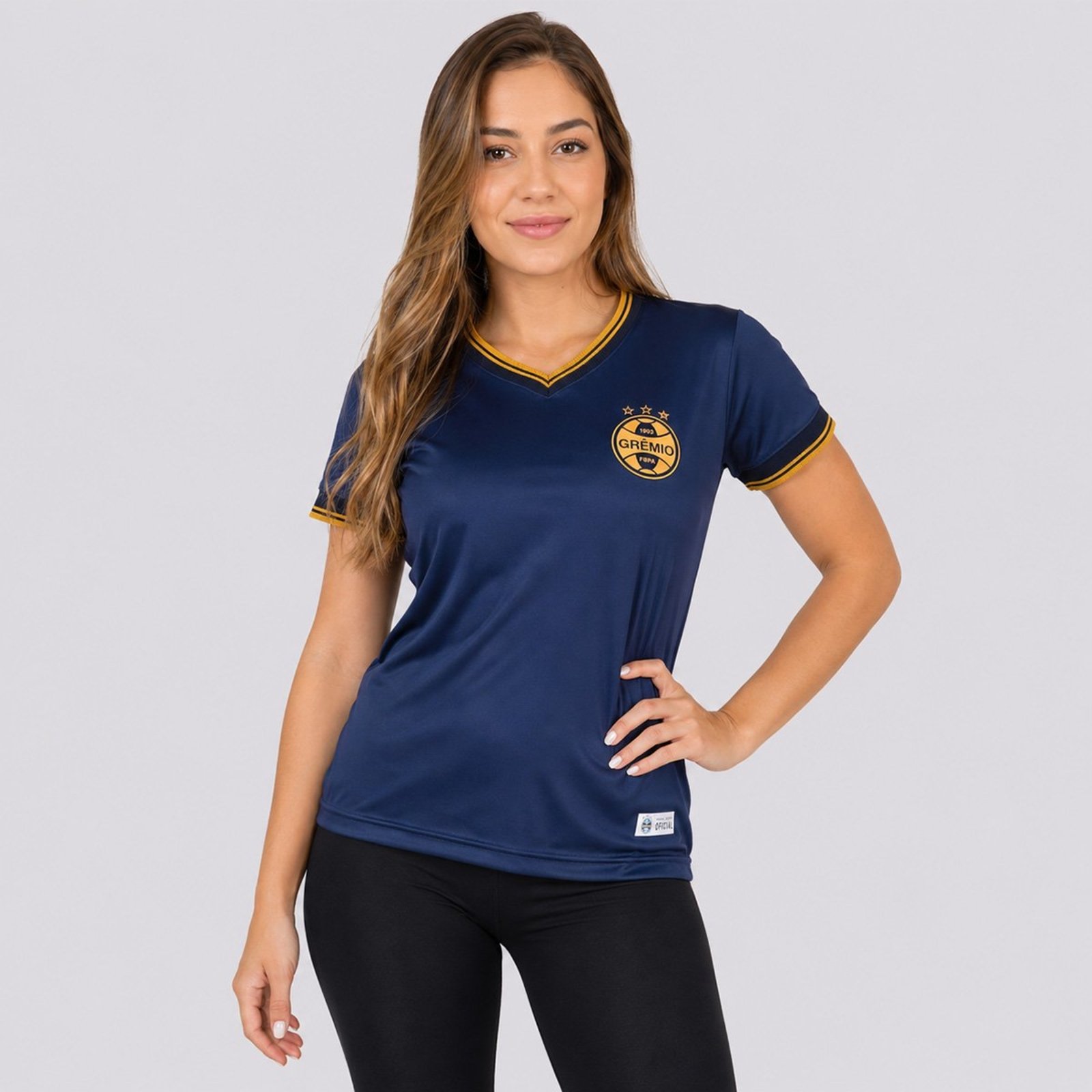 Camisa Grêmio Baby Look Dry Feminina Marinho