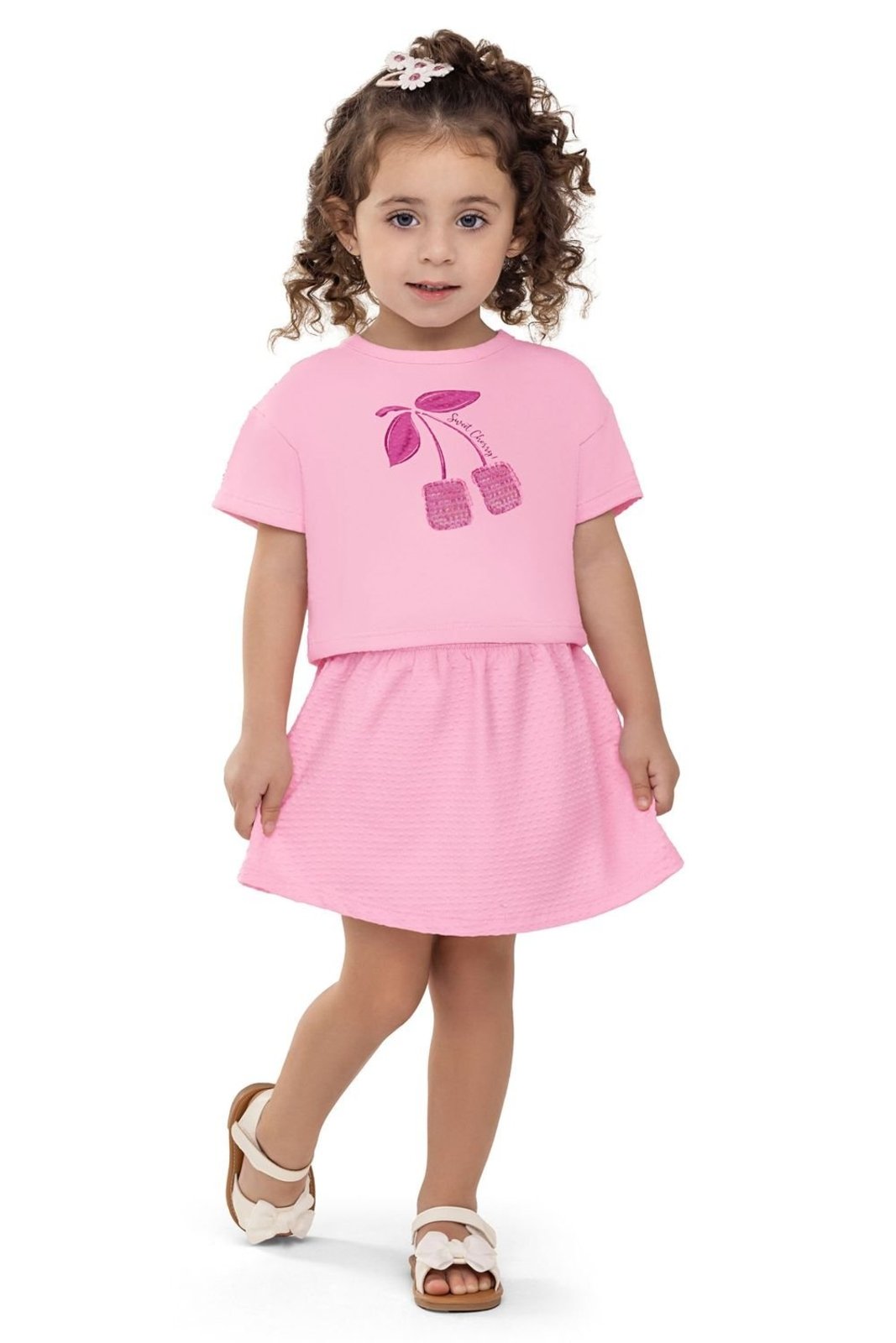 Vista 3 Infantil - Conjunto Menina Cereja Lantejoula Elian rosa Elian rosa