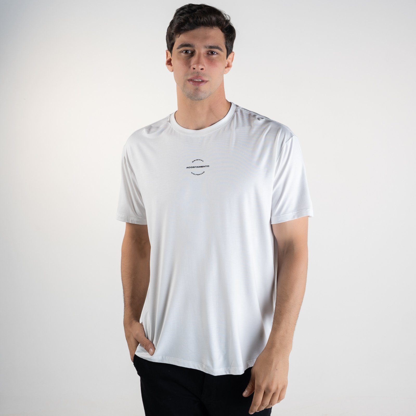 Vista 2 Camiseta Acostamento Modal Wolfbrand Branca branco Acostamento branco