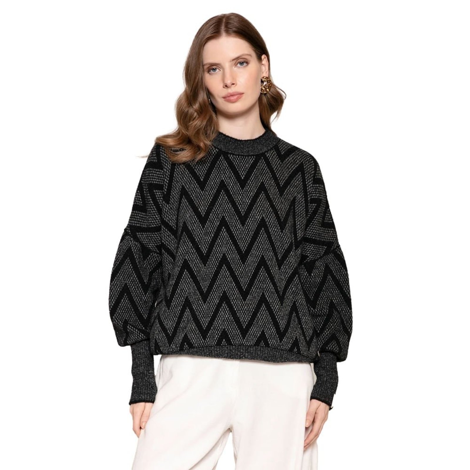 Blusa Feminina Biamar Padronagem Geométrica Preto