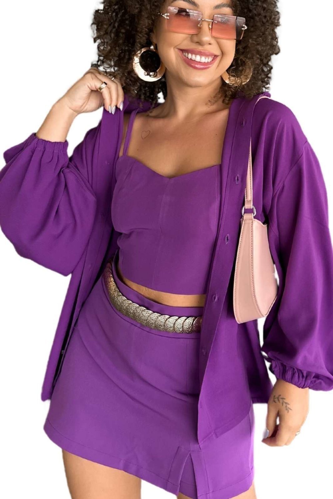 Short Saia Vanibele Alfaiataria Violeta