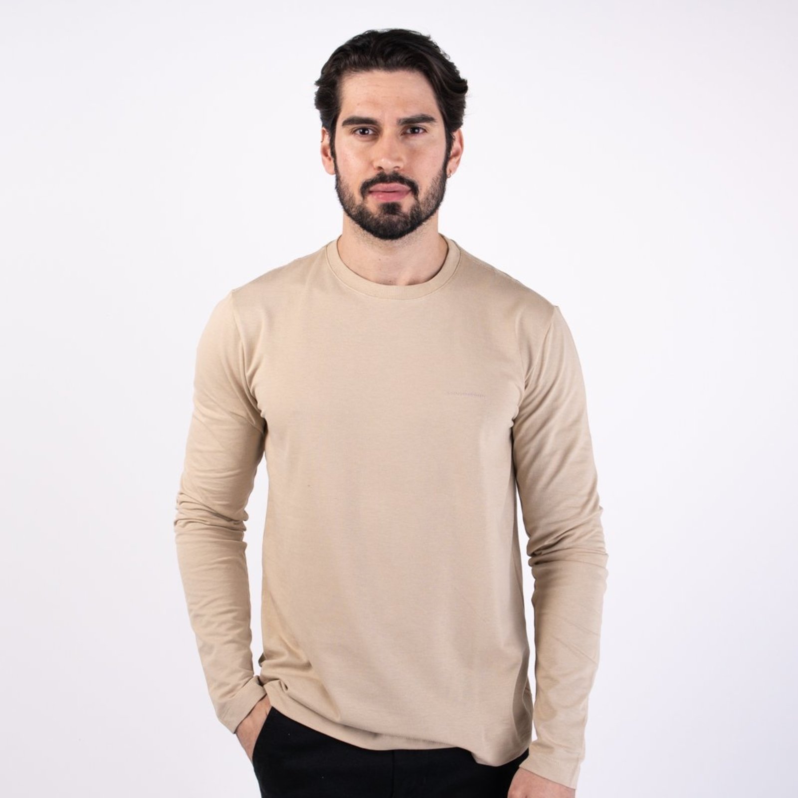 Camiseta Acostamento Manga Longa Telada Bege