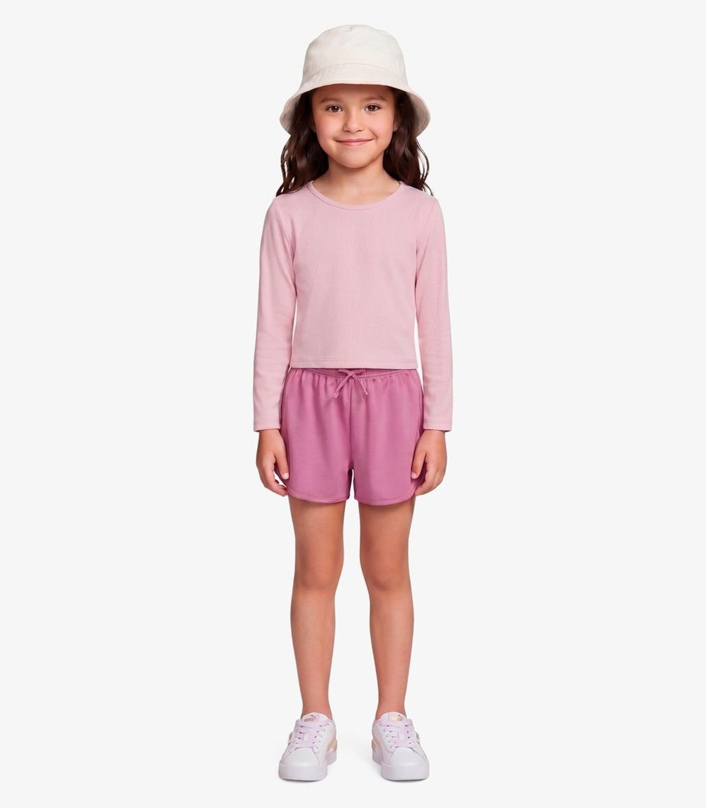 Infantil - Blusa Manga Longa Feminina Em Cotton Rovi Rosa
