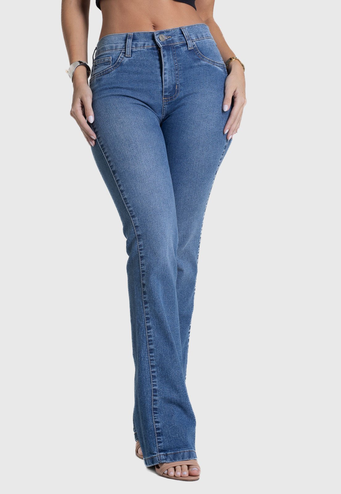 Calça Jeans Feminina Sawary Bootcut Azul