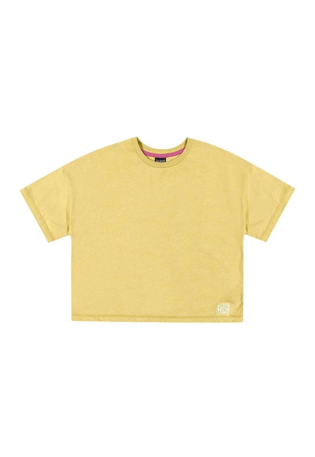 Infantil - Blusa Boxy Juvenil Manga Curta Básica Elian 271533 Amarelo