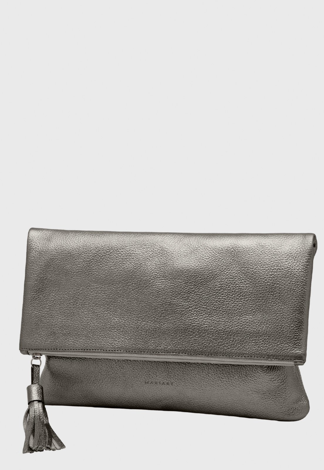 Vista 2 Bolsa Carteira Clutch Couro Mariart Hibisco Onix prata prata