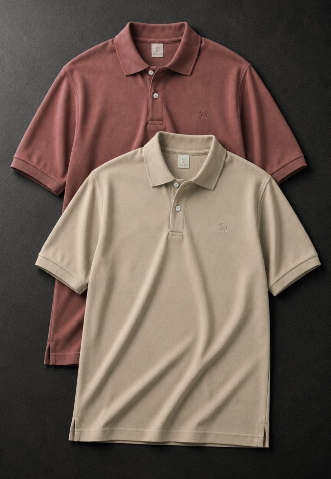 Kit 2 Polo Masculina Camisa Algodão Piquet Daze Modas Areia e Marrom