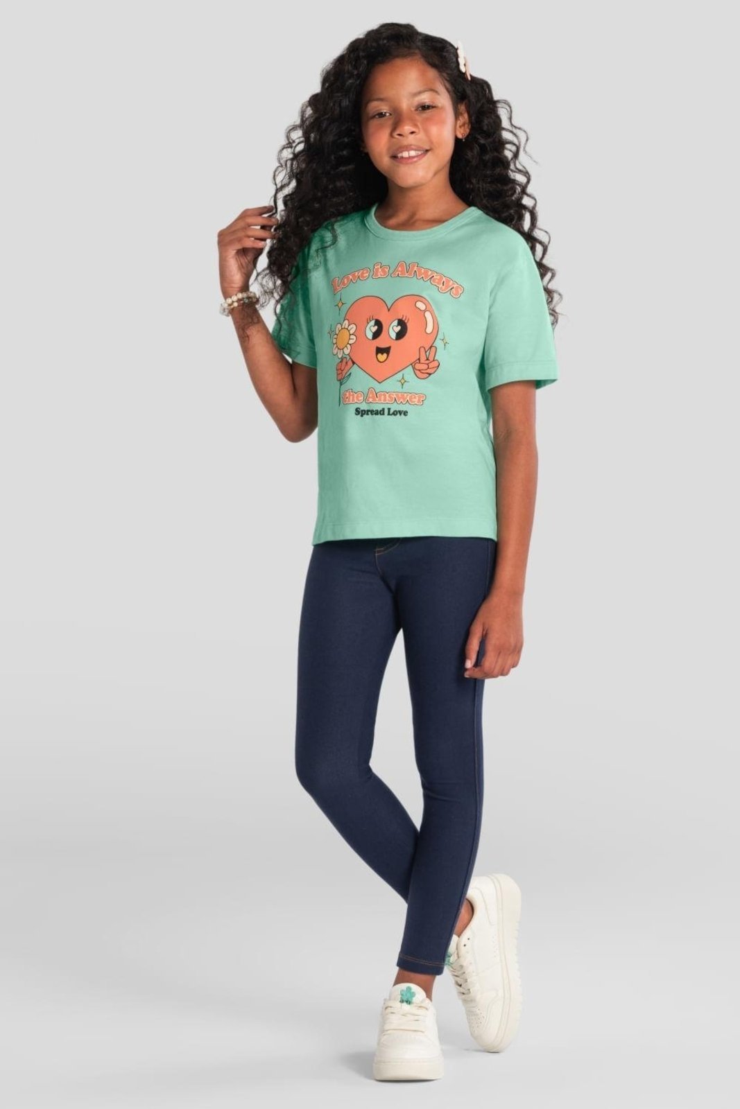 Infantil - Blusa menina com estampa de coração Brandili