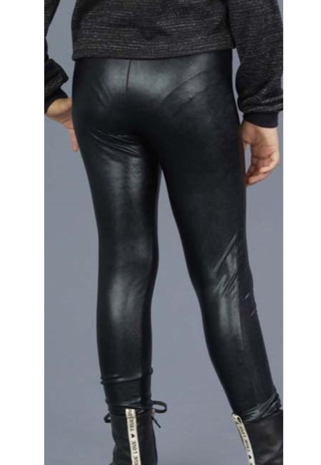 Vista 3 Infantil - Calça montaria em malha foil black pakita Preto Ok & Friends preto black Ok & Friends preto black