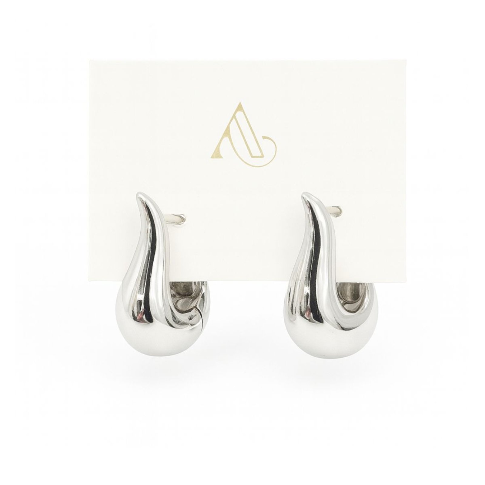 Vista 2 Brinco Argola Gota Prateada Elegante Vih Triny prata Vih Triny prata
