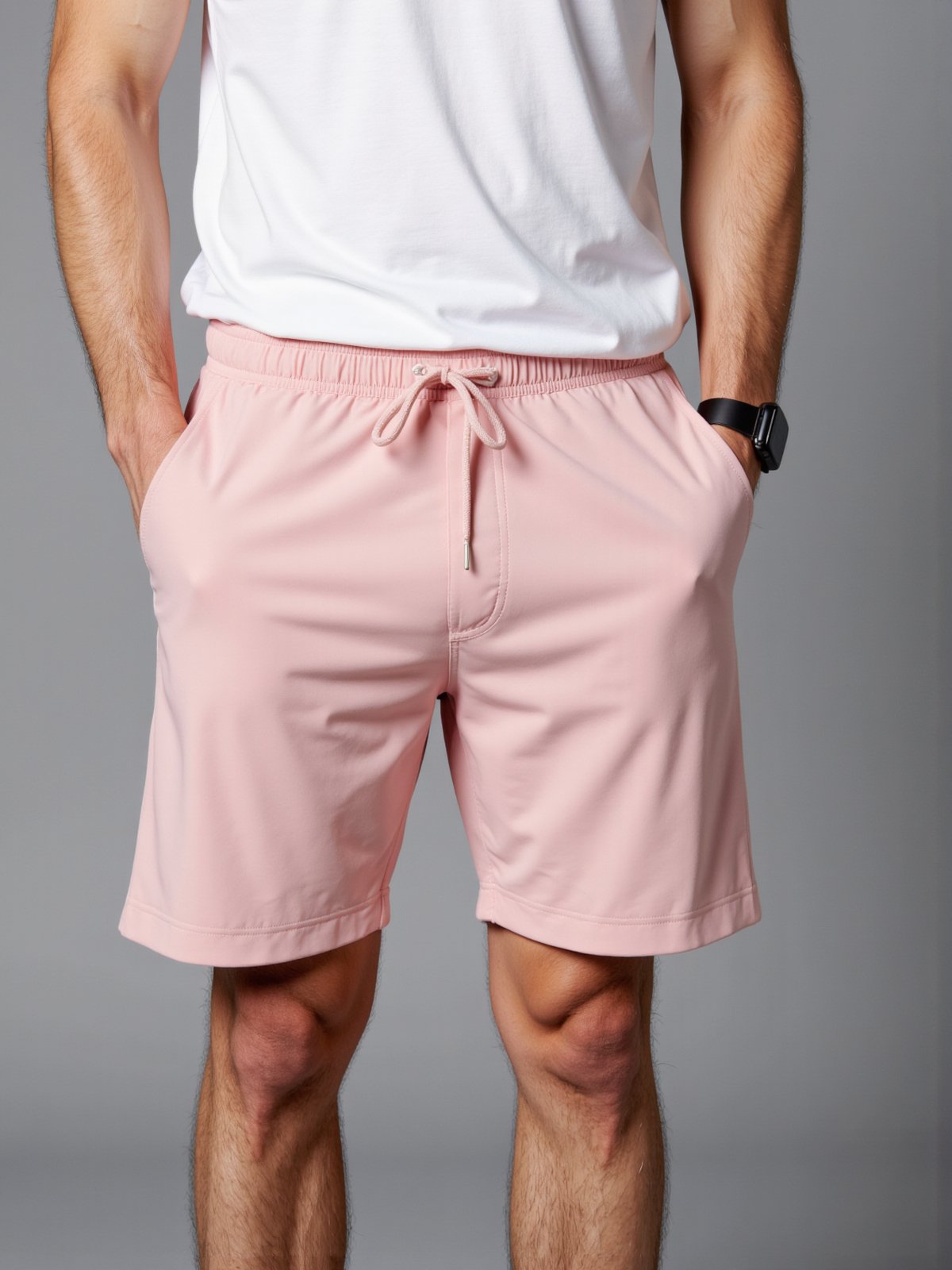 Shorts com Zíper nos Bolsos Bermuda D’água de Tactel com Elastano Surf Treino Praia