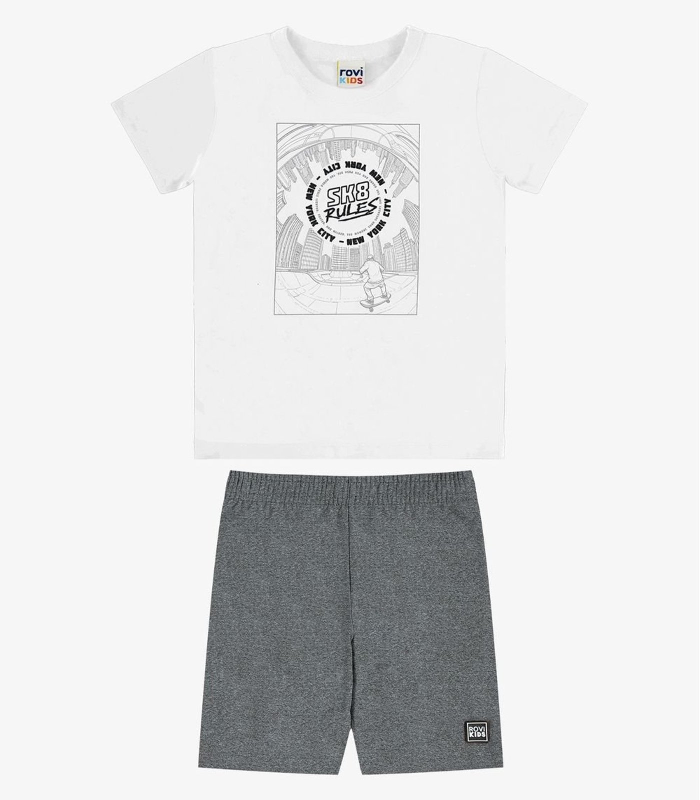 Infantil - Conjunto Camiseta Com Bermuda Rovi Branco