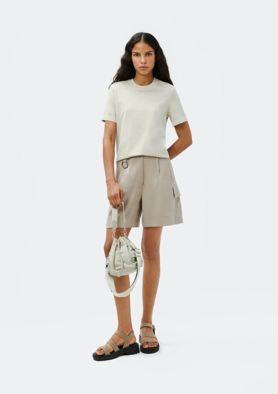 Vista 3 Camiseta Básica Feminina Estonada Soft Hering bege Hering bege
